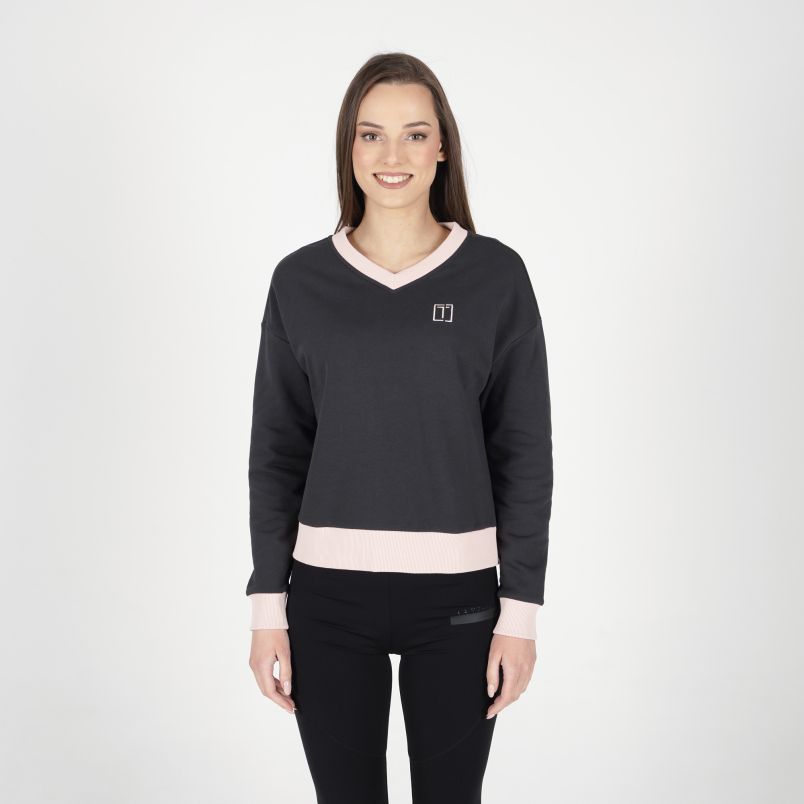 LA TERRA  Duks adela v neck sweatshirt W - TRA261F602-01#L